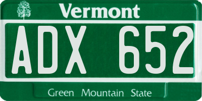 VT license plate ADX652