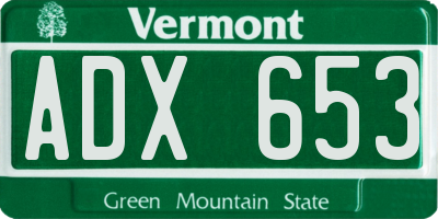 VT license plate ADX653