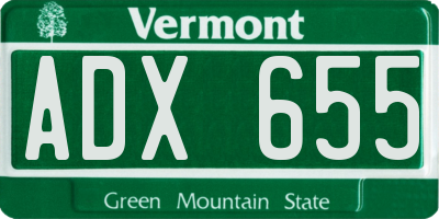 VT license plate ADX655