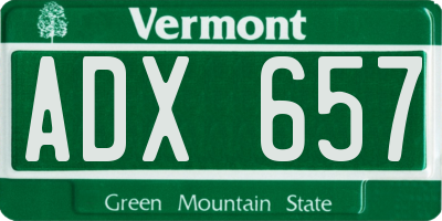 VT license plate ADX657