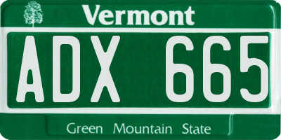 VT license plate ADX665