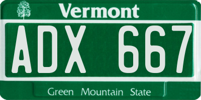 VT license plate ADX667