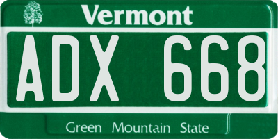 VT license plate ADX668