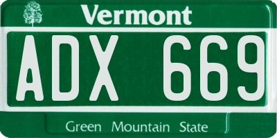 VT license plate ADX669