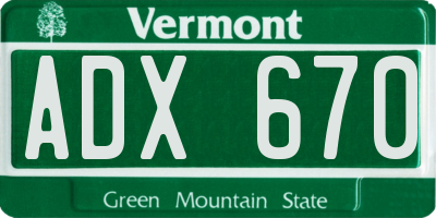 VT license plate ADX670