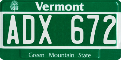 VT license plate ADX672