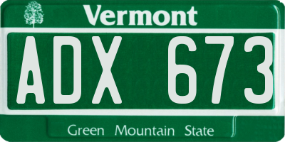 VT license plate ADX673