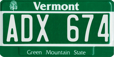 VT license plate ADX674