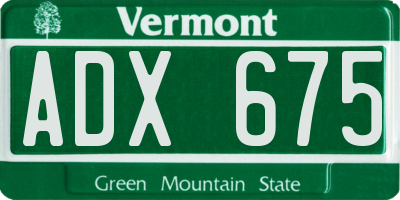 VT license plate ADX675