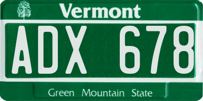 VT license plate ADX678