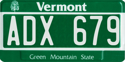 VT license plate ADX679