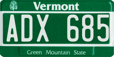 VT license plate ADX685
