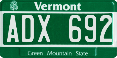 VT license plate ADX692