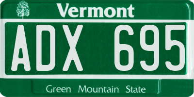 VT license plate ADX695