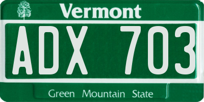 VT license plate ADX703