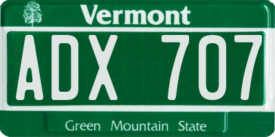 VT license plate ADX707