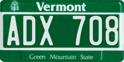VT license plate ADX708