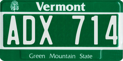 VT license plate ADX714