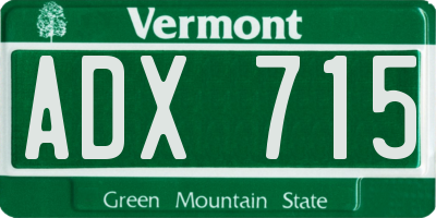 VT license plate ADX715
