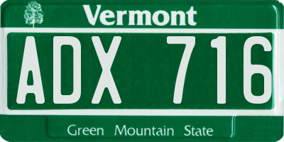 VT license plate ADX716