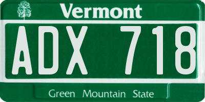 VT license plate ADX718