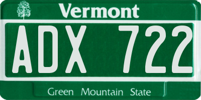 VT license plate ADX722