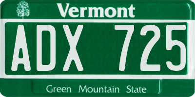 VT license plate ADX725