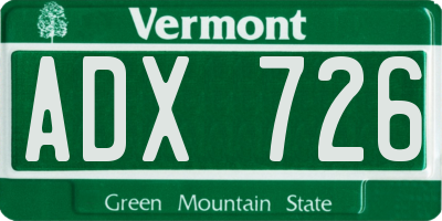 VT license plate ADX726