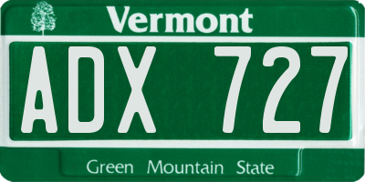 VT license plate ADX727
