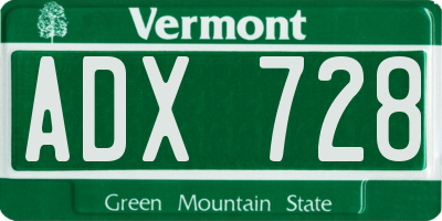 VT license plate ADX728