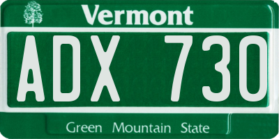 VT license plate ADX730