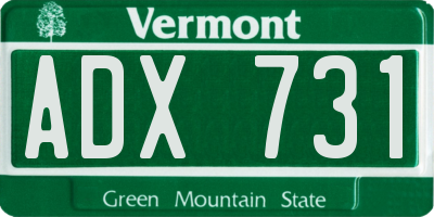 VT license plate ADX731