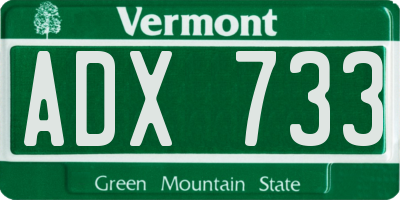 VT license plate ADX733