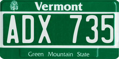 VT license plate ADX735