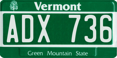 VT license plate ADX736