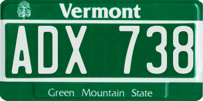 VT license plate ADX738