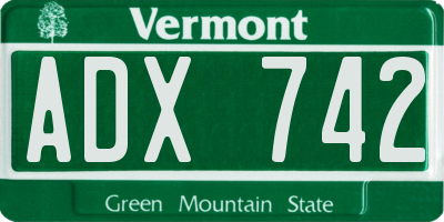 VT license plate ADX742