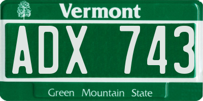 VT license plate ADX743
