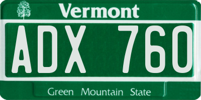 VT license plate ADX760