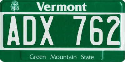 VT license plate ADX762