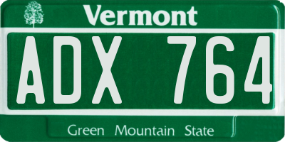 VT license plate ADX764