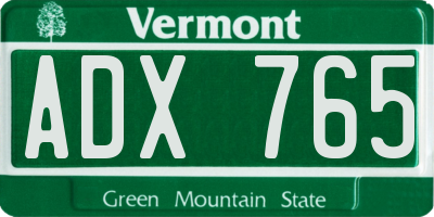 VT license plate ADX765