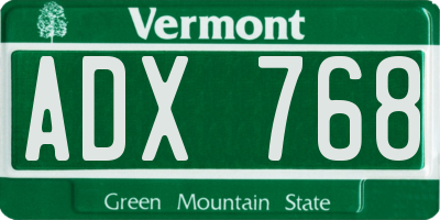 VT license plate ADX768