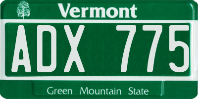 VT license plate ADX775