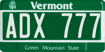 VT license plate ADX777