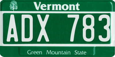 VT license plate ADX783