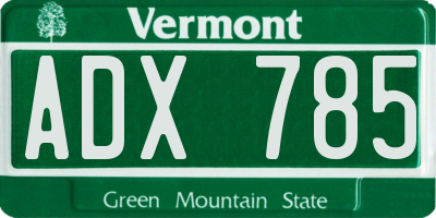 VT license plate ADX785
