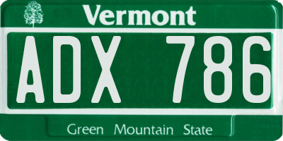 VT license plate ADX786
