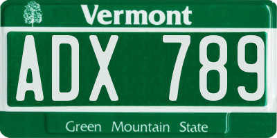 VT license plate ADX789