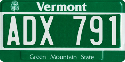 VT license plate ADX791